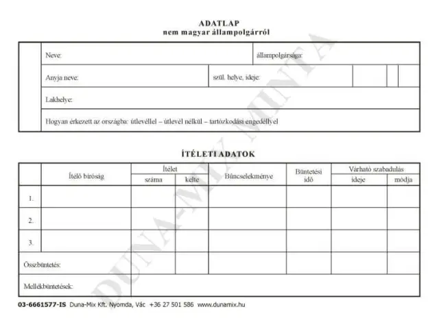 Adat/lap nem magyar állampolgárról